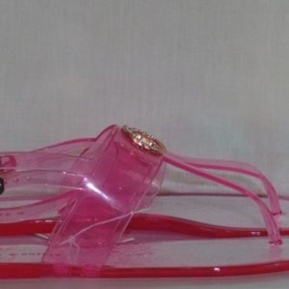 JUICY COUTURE Sandals T-Strap Logo Jelly Pink Size XL 11 - Picture 4 of 6